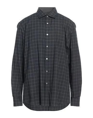 Steel grey Plain weave Checked shirt