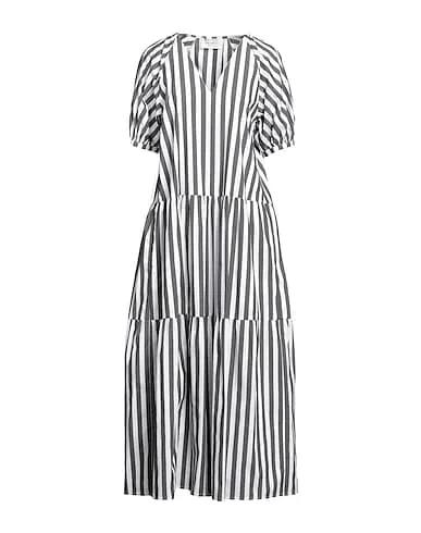 Steel grey Plain weave Long dress