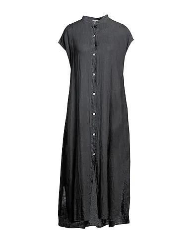 Steel grey Plain weave Midi dress