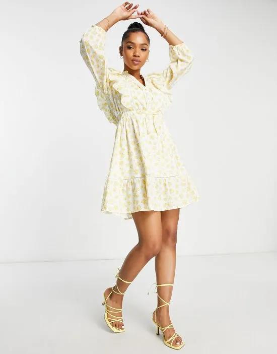 Stevie floral mini dress in yellow