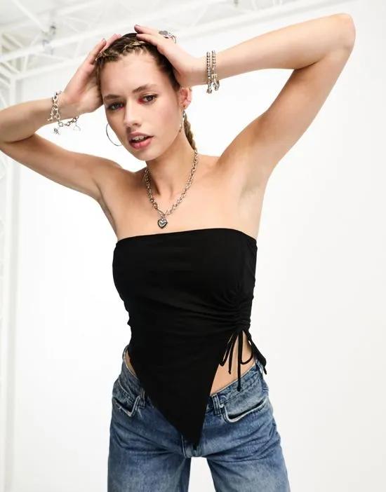 STR ruched front tube top in black