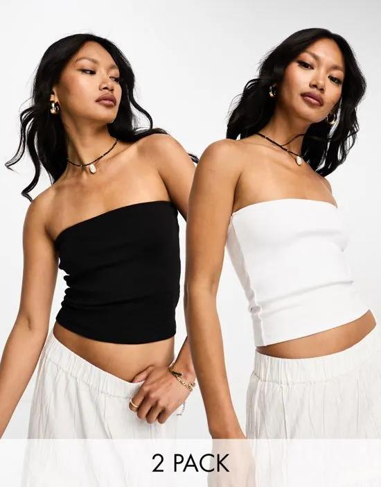 STR seamless rib tube top 2 pack in black and white