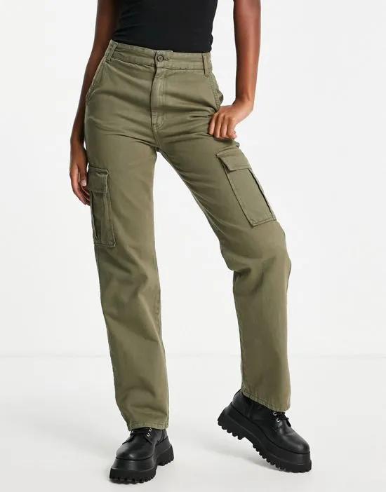 STR straight leg cargo pants in khaki