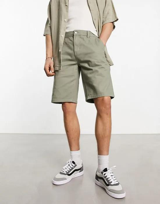 straight carpenter shorts in khaki