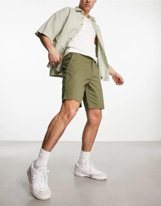 straight chino shorts in dark khaki