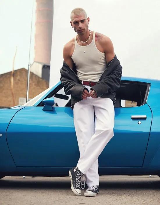 straight leg jeans in white