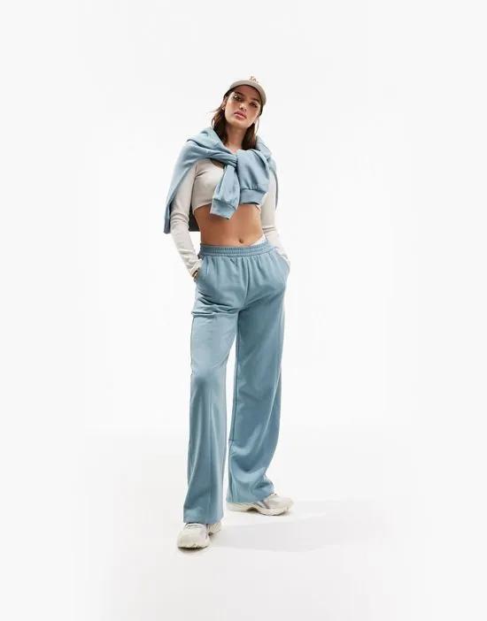 straight leg sweatpants in teal