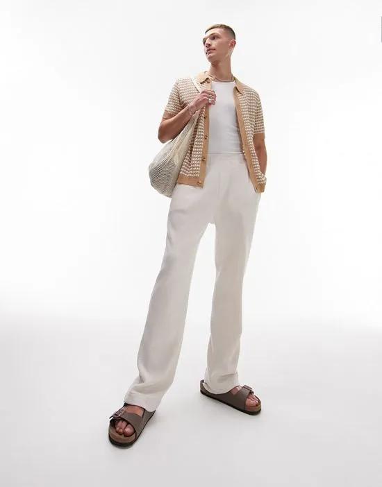 straight leg texture sweatpants in ecru