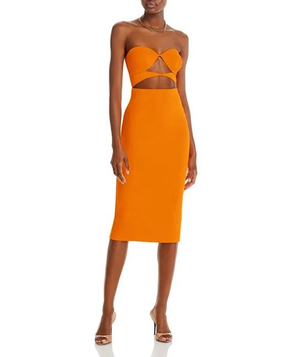 Strapless Bodycon Midi Dress