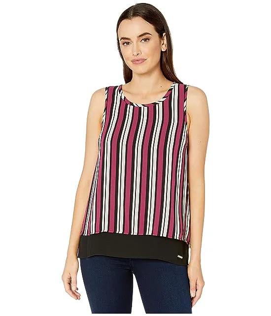 Stripe Sleeveless Cut Out Top