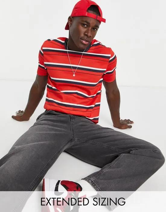 stripe T-shirt in red & blue