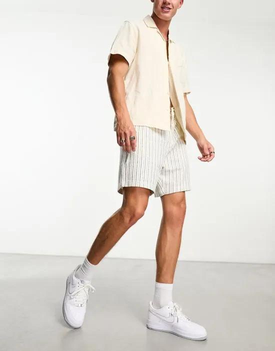 striped jersey shorts in beige