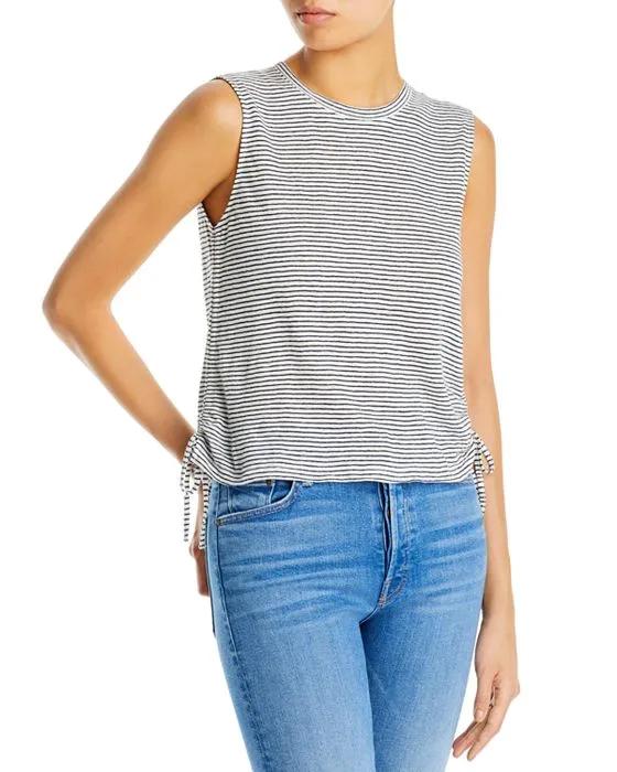 Striped Side Cinched Muscle Tee