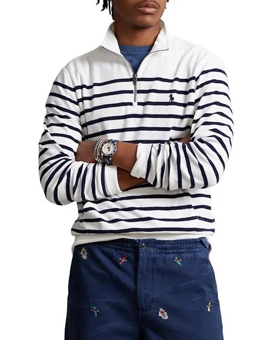 Striped Terry Half Zip Sweatshirt