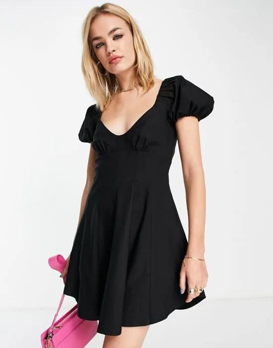structured skater mini dress with seam detail