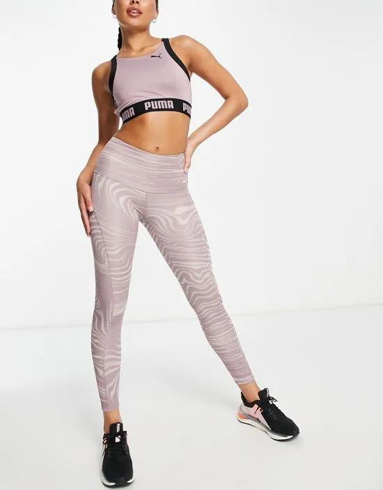 Studio Yoga high waisted leggings with wave effect in mauve