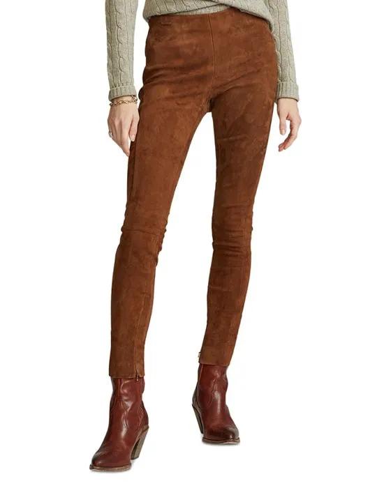 Suede High Rise Skinny Pants 