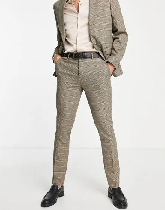 suit pants in brown check