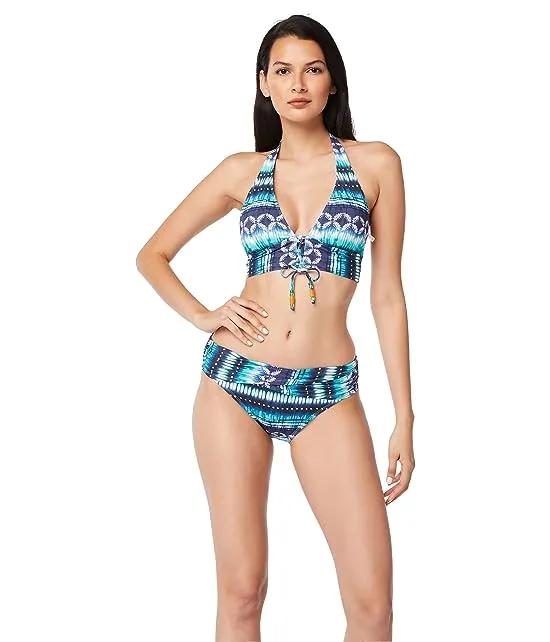 Sun Sea and Sand Lace-Up Halter Bikini Top