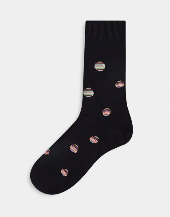 sunset stripe spot socks in black