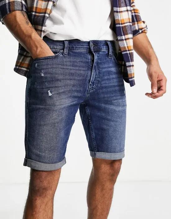 super skinny denim shorts in dark wash