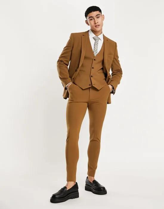 super skinny suit pants in tobacco