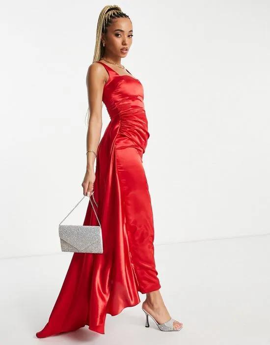 sweetheart drape maxi dress in pillarbox red