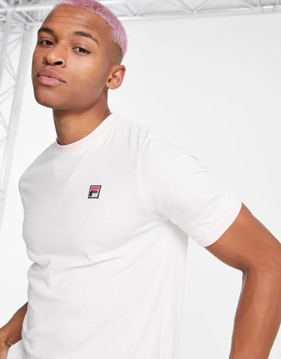 t-shirt with logo in ecru and pink