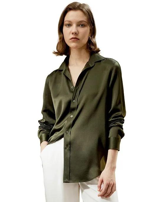 Tailored Button Down Silk Shirt for Women