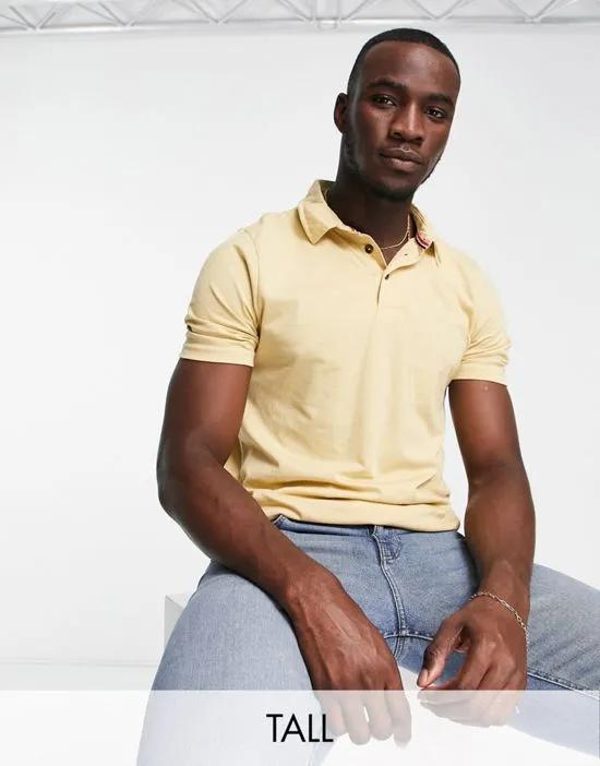Tall muscle fit polo in stone