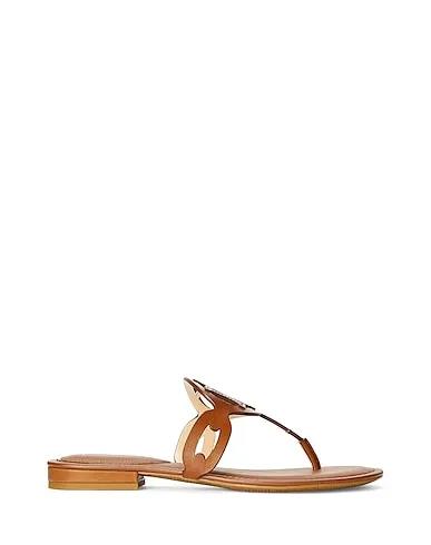 Tan Leather Flip flops AUDRIE BURNISHED LEATHER SANDAL
