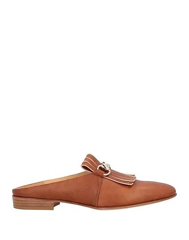 Tan Leather Mules and clogs