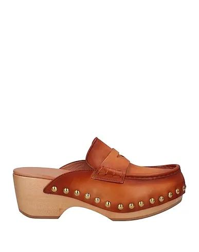 Tan Leather Mules and clogs
