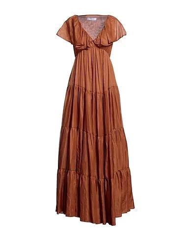 Tan Plain weave Long dress