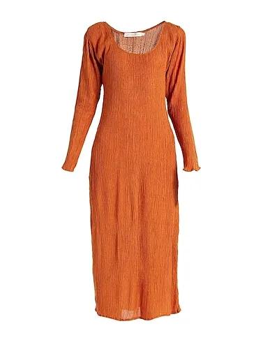 Tan Plain weave Midi dress