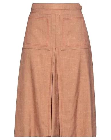 Tan Plain weave Midi skirt