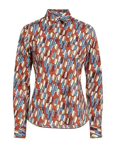 Tan Plain weave Patterned shirts & blouses