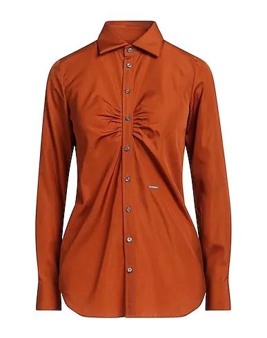 Tan Plain weave Solid color shirts & blouses