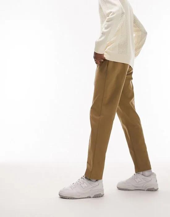 tapered pintuck sweatpants in khaki