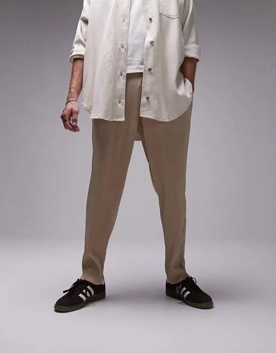 tapered plisse sweatpants in stone