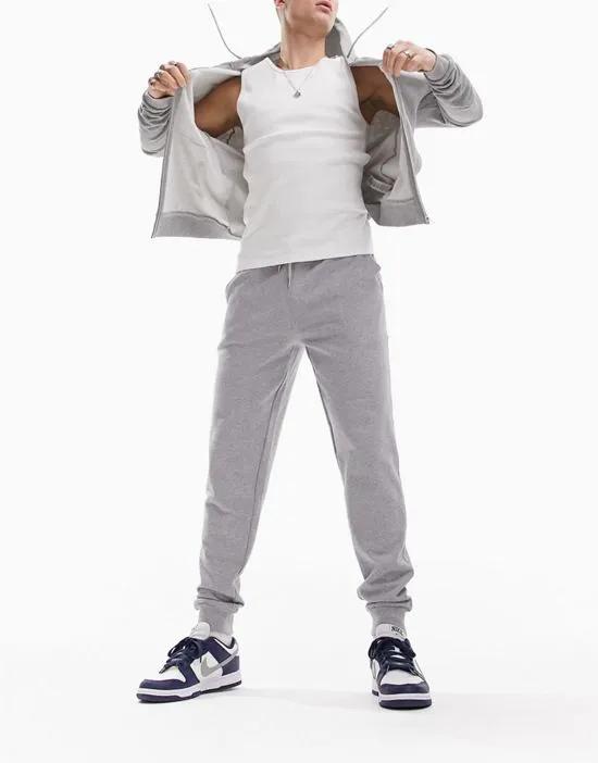 tapered sweatpants in gray marl