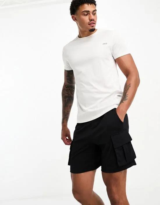 technical jersey training shorts with cargo pocket in black