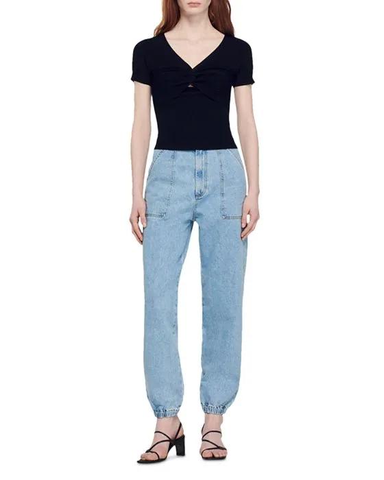 Temple Twisted Short Sleeve Sweater