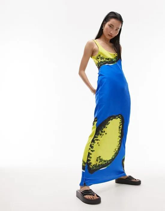 terrycloth midi dress with lemon print