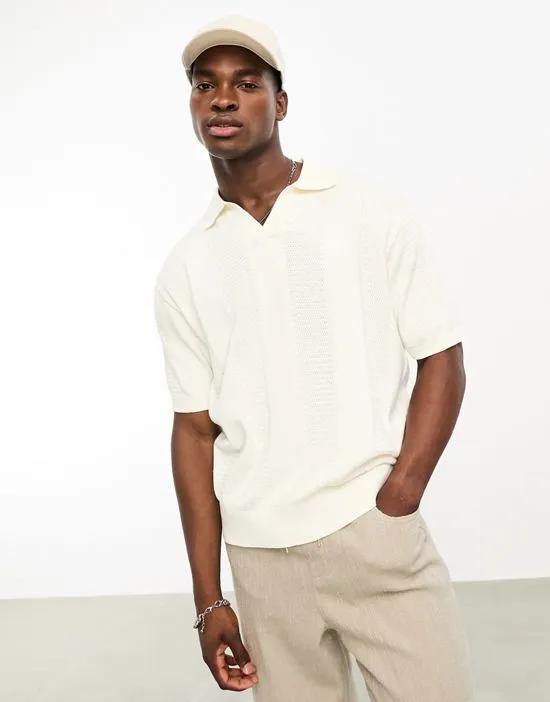 texture knitted shirt in ecru