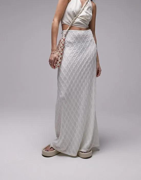 textured maxi skirt in cream