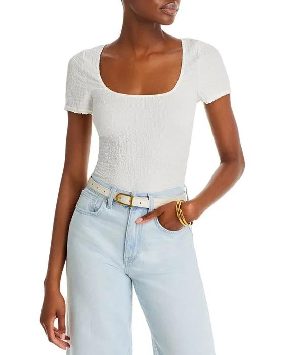Textured Square Neck Crop Top