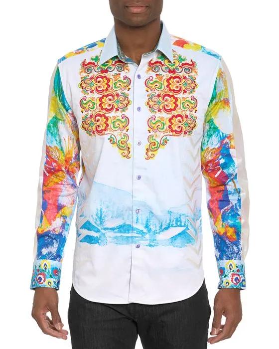 The Alps Limited Edition Cotton Embroidered Classic Fit Button Down Shirt