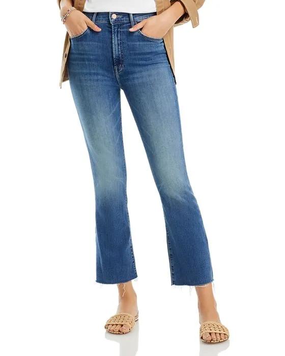 The Hustler High Rise Ankle Fray Flare Jeans in Healing Jar