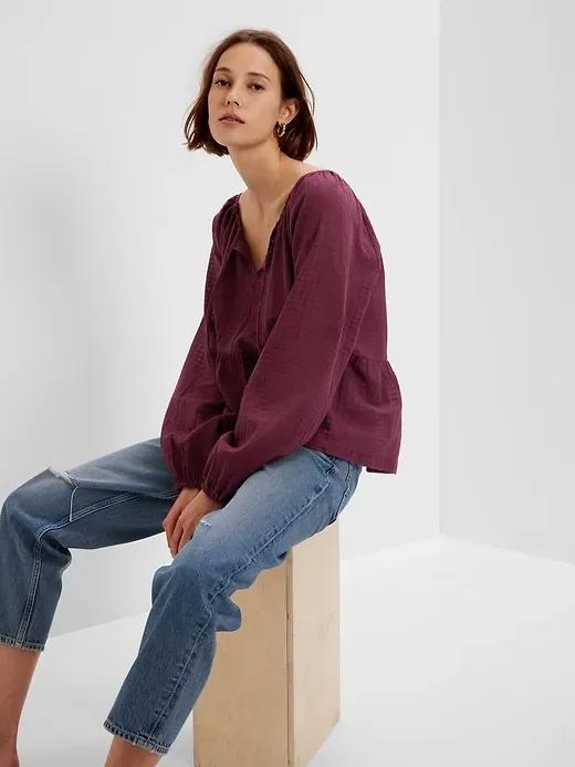 Tie-Front Peplum Top